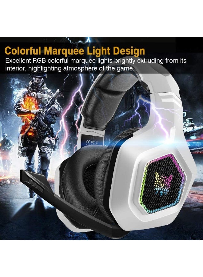 أونيكوما سماعة الألعاب السلكية K10 RGB مع ميكروفون أبيض - Image 5